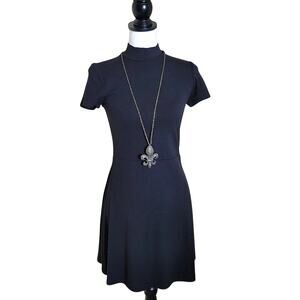 Little Black Dress, Medium, High mock neck mini dress NEW